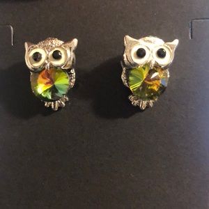 Crystal Rainbow Owl Stud Earrings